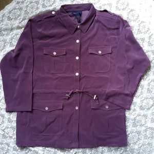 Denim & Co. Purple Jacket Adjustable Waist 2X